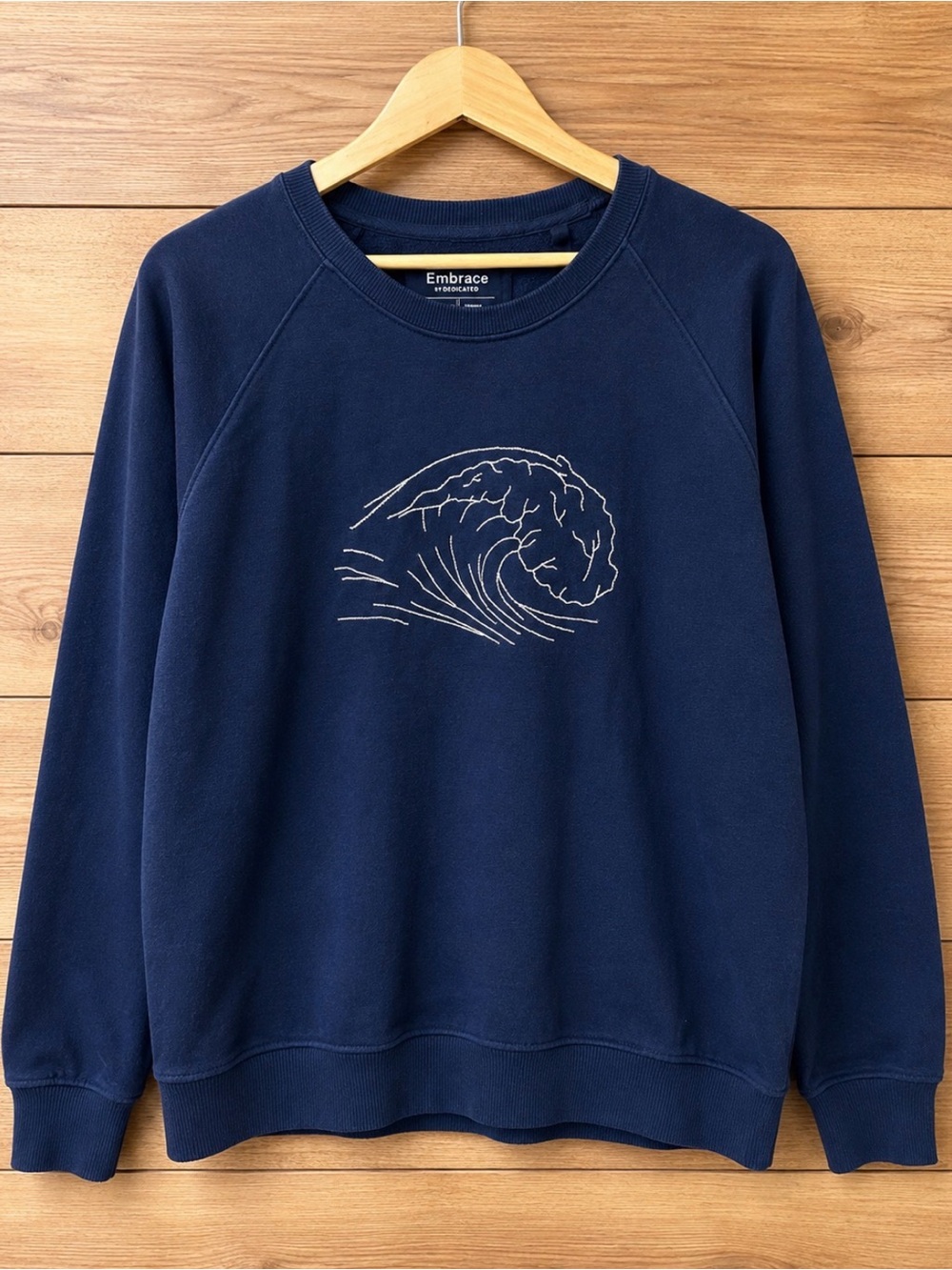 Embrace by Dedicated Wave Crewneck Sweatshirt Coastal Surf Minimalist L